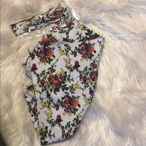 Flower swaddle for girls w/ matching headband